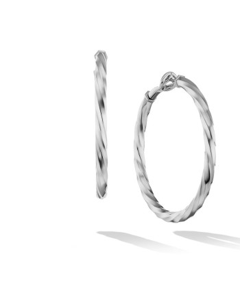 David Yurman Cable Edge Hoop Earrings in Recycled Sterling Silver la chaussure