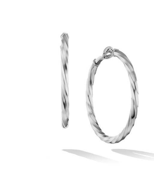 David Yurman Cable Edge Hoop Earrings in Recycled Sterling Silver la chaussure