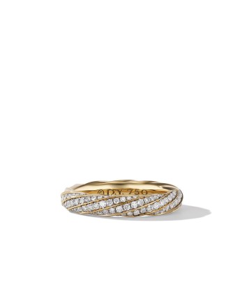 David Yurman Cable Edge Band Ring in Recycled 18K Yellow Gold with Pave Diamonds En savoir plus