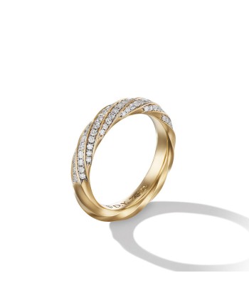 David Yurman Cable Edge Band Ring in Recycled 18K Yellow Gold with Pave Diamonds En savoir plus