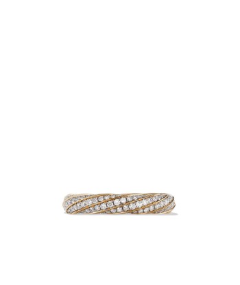 David Yurman Cable Edge Band Ring in Recycled 18K Yellow Gold with Pave Diamonds En savoir plus