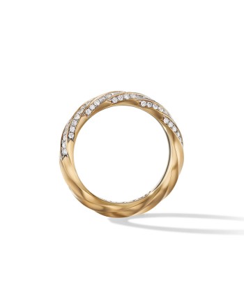 David Yurman Cable Edge Band Ring in Recycled 18K Yellow Gold with Pave Diamonds En savoir plus