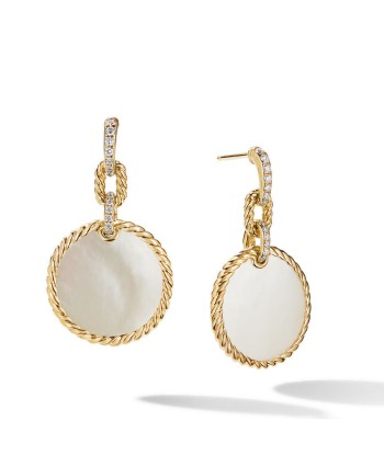 DY Elements Drop Earrings 18K Yellow Gold with Mother of Pearl and Pave Diamonds Venez découvrir notre 