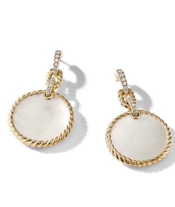 DY Elements Drop Earrings 18K Yellow Gold with Mother of Pearl and Pave Diamonds Venez découvrir notre 