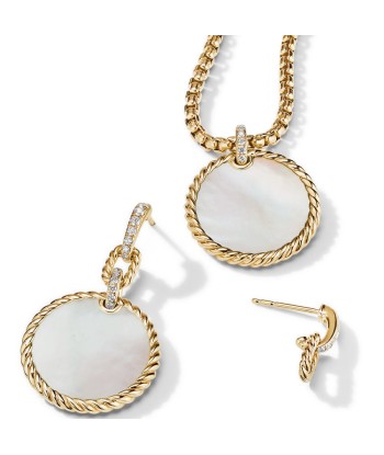 DY Elements Drop Earrings 18K Yellow Gold with Mother of Pearl and Pave Diamonds Venez découvrir notre 