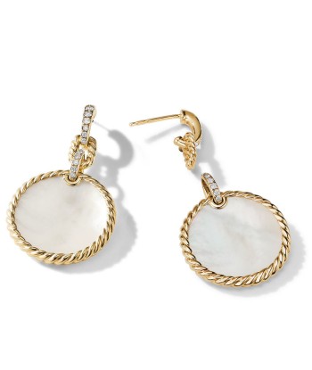 DY Elements Drop Earrings 18K Yellow Gold with Mother of Pearl and Pave Diamonds Venez découvrir notre 