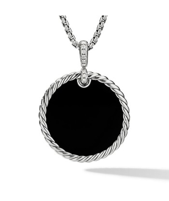 DY Elements Disc Pendant with Black Onyx and Mother of Pearl and Pave Diamonds 32MM Venez acheter