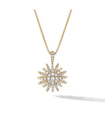 David Yurman Starburst Pendant Necklace in 18K Yellow Gold with Full Pave Diamonds hantent personnes