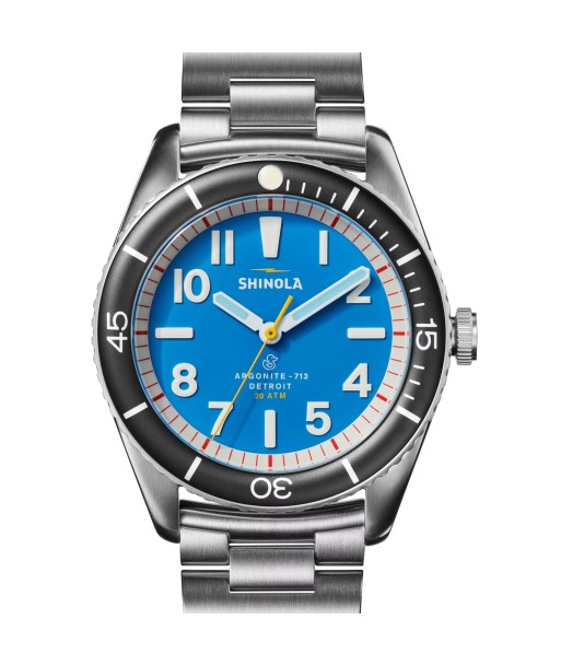 Shinola 42MM The Duck Bermuda Blue Steel Bracelet Watch S0120218978 chez Cornerstreet bien 