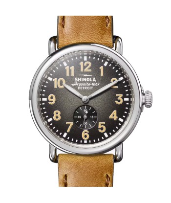 Shinola 41MM Runwell Degrade Black Dial Leather Watch S0120245781 destockage