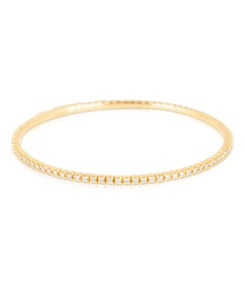 14k Yellow Gold Diamond Eternity Flexible Semi-Stiff Tennis Bracelet Bangle pas cher