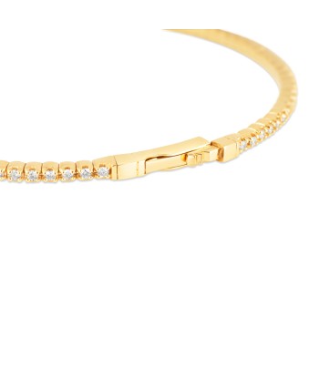 14k Yellow Gold Diamond Eternity Flexible Semi-Stiff Tennis Bracelet Bangle pas cher