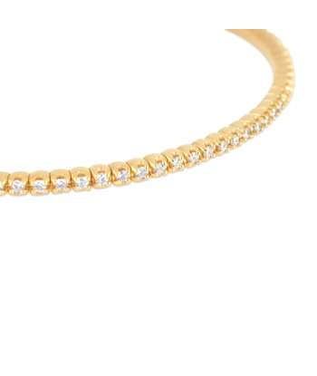 14k Yellow Gold Diamond Eternity Flexible Semi-Stiff Tennis Bracelet Bangle pas cher