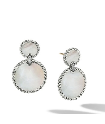 DY Elements Double Drop Earrings with Mother of Pearl and Pave Diamonds s'inspire de l'anatomie humaine