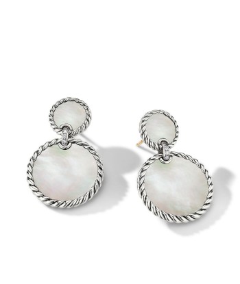 DY Elements Double Drop Earrings with Mother of Pearl and Pave Diamonds s'inspire de l'anatomie humaine