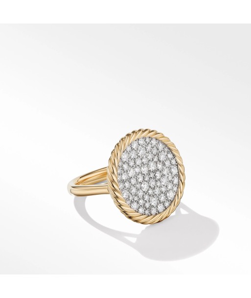 DY Elements Ring in 18K Yellow Gold with Pave Diamonds, 18MM français