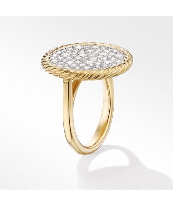 DY Elements Ring in 18K Yellow Gold with Pave Diamonds, 18MM français