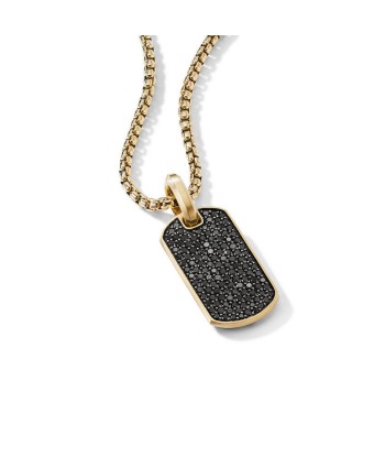 David Yurman Gents Streamline Tag in 18K Yellow Gold with Pave Black Diamonds de la marque