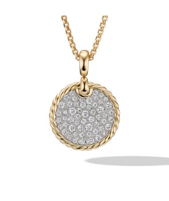 DY Elements Disc Pendant in 18K Yellow Gold with Pave Diamonds 18MM l'achat 