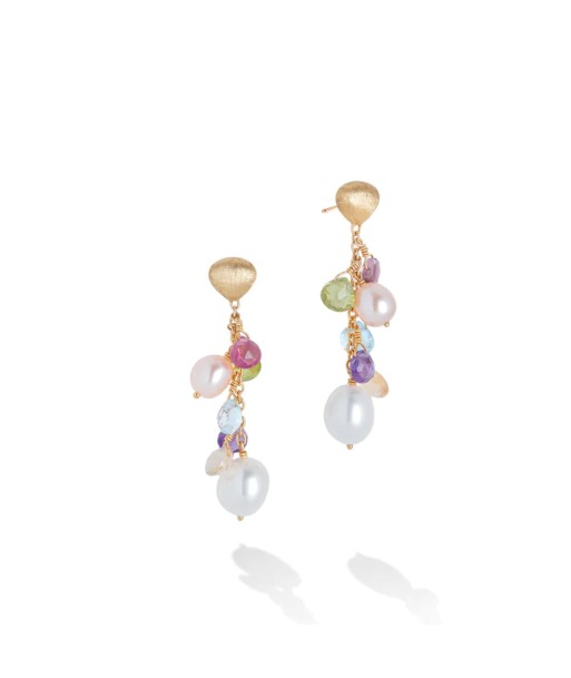 Marco Bicego Paradise Collection 18K Yellow Gold Mixed Gemstone and Pearl Short Drop Earrings du meilleur 