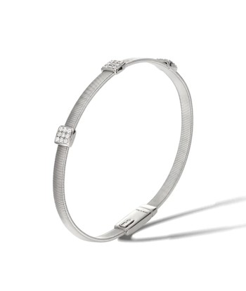 Marco Bicego Masai Collection 18K White Gold and Diamond Three Station Bracelet Pour