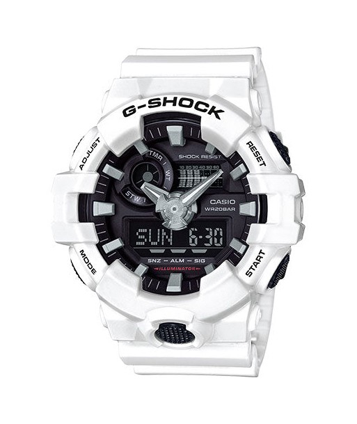 Casio G-Shock White Black Analog-Digital Mens Watch GA700-7A à prix réduit toute l'année