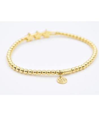 Hulchi Belluni Fidget Bracelet with Three Pave Diamond Moveable Star Stations Yellow Gold Stretch Stackable en linge