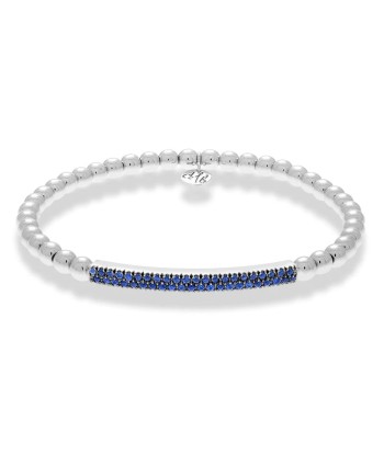 Hulchi Belluni Bracelet with Pave Sapphire ID Bar White Gold Stretch Stackable 21348H4BL-WS Vous souhaitez 