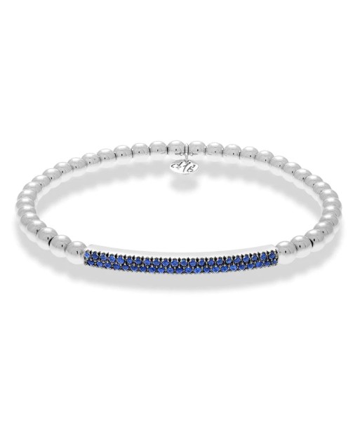 Hulchi Belluni Bracelet with Pave Sapphire ID Bar White Gold Stretch Stackable 21348H4BL-WS Vous souhaitez 