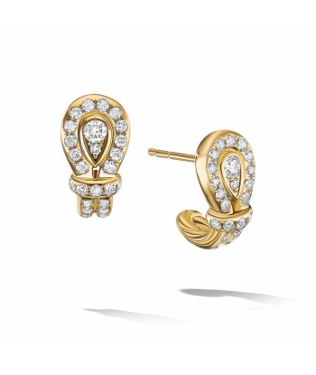 David Yurman Thoroughbred Loop Huggie Hoop Earrings in 18K Yellow Gold with Full Pave Diamonds 50% de réduction en Octobre 2024