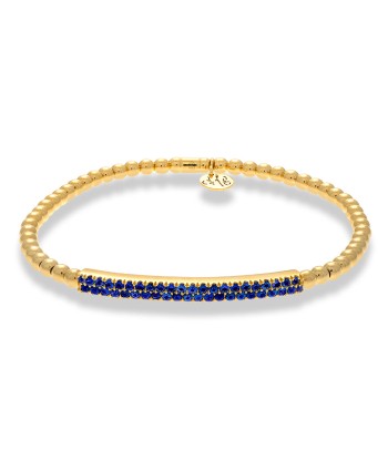 Hulchi Belluni Bracelet with Pave Sapphire ID Bar Yellow Gold Stretch Stackable 21348H4BL Comparez et commandez 