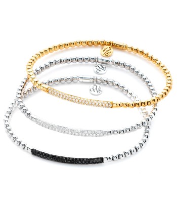 Hulchi Belluni Bracelet with Pave Sapphire ID Bar White Gold Stretch Stackable 21348H4BL-WS Vous souhaitez 