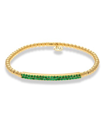 Hulchi Belluni Bracelet with Tsavorite Green ID Bar Yellow Gold Stretch Stackable 21348GR-YS l'évolution des habitudes 