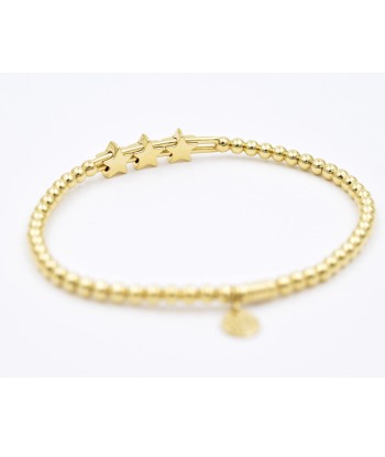 Hulchi Belluni Fidget Bracelet with Three Pave Diamond Moveable Star Stations Yellow Gold Stretch Stackable en linge