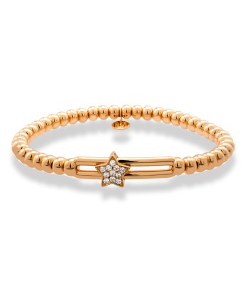 Hulchi Belluni Fidget Bracelet with Single Pave Diamond Moveable Star Yellow Gold Stretch Stackable paiement sécurisé