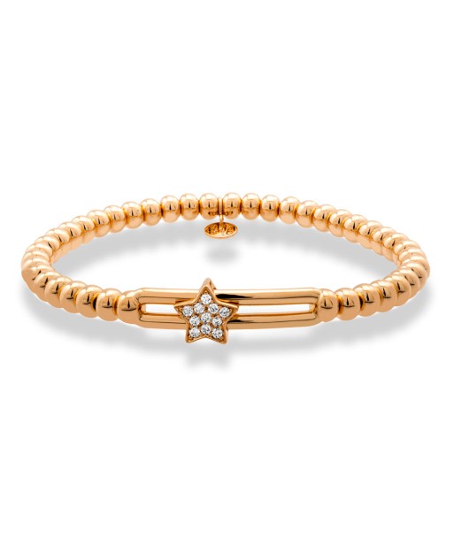 Hulchi Belluni Fidget Bracelet with Single Pave Diamond Moveable Star Yellow Gold Stretch Stackable paiement sécurisé