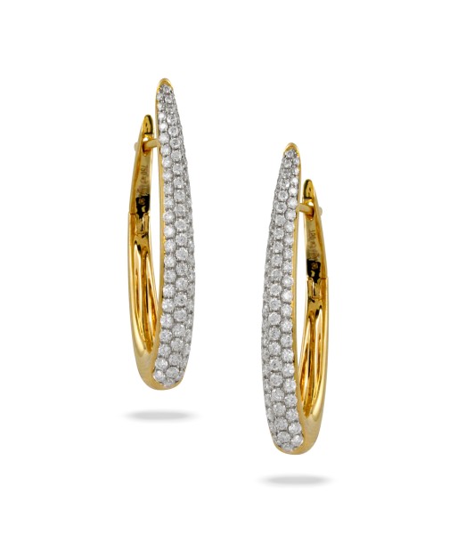 Doves 18K Yellow Gold Diamond Oval Hoop Earrings ou a consommer sur place