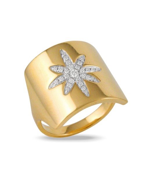 Doves Celestia Diamond North Star Ring Shield 18K Yellow Gold Les magasins à Paris