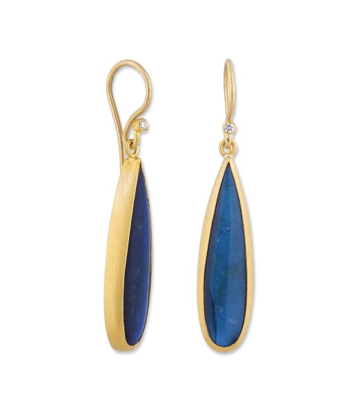 Lika Behar "Nightfall" Earrings Pear Shape Labradorite Drop with Diamonds 24K Les magasins à Paris et en Île-de-France