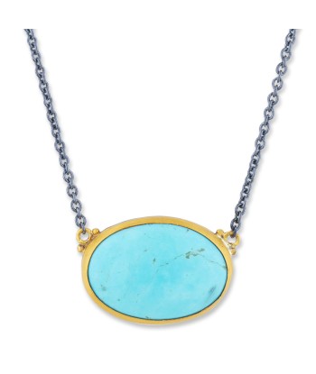 Lika Behar 24k Gold & Silver "Gela" Oval Kingman Arizona Turquoise Necklace Comparez plus de prix