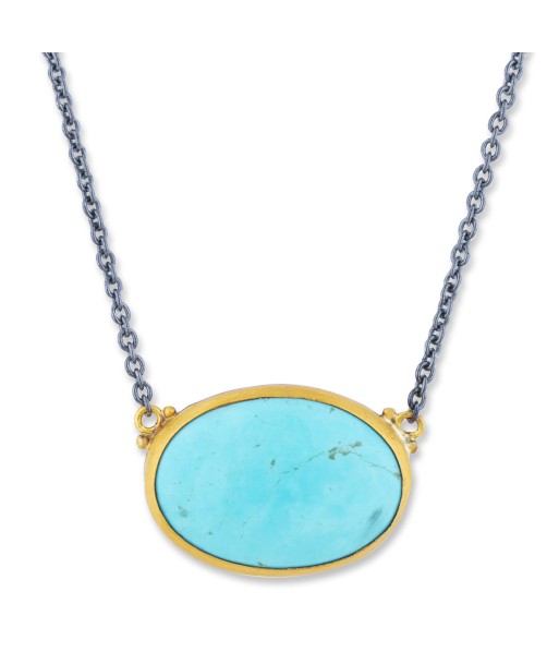 Lika Behar 24k Gold & Silver "Gela" Oval Kingman Arizona Turquoise Necklace Comparez plus de prix