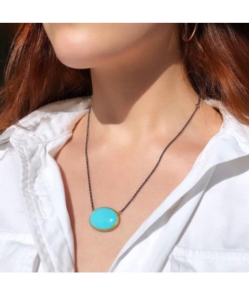 Lika Behar 24k Gold & Silver "Gela" Oval Kingman Arizona Turquoise Necklace Comparez plus de prix