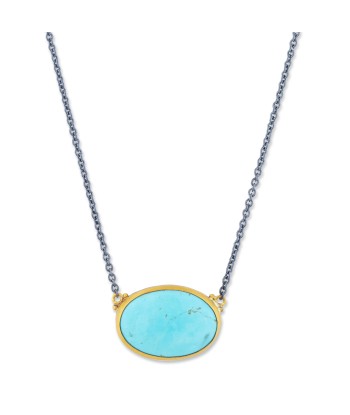 Lika Behar 24k Gold & Silver "Gela" Oval Kingman Arizona Turquoise Necklace Comparez plus de prix