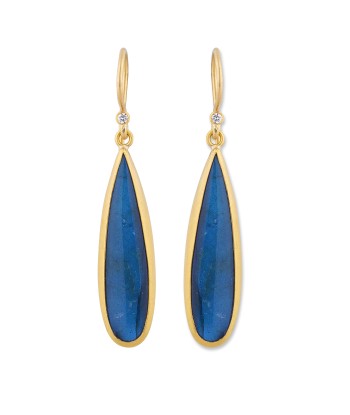 Lika Behar "Nightfall" Earrings Pear Shape Labradorite Drop with Diamonds 24K Les magasins à Paris et en Île-de-France