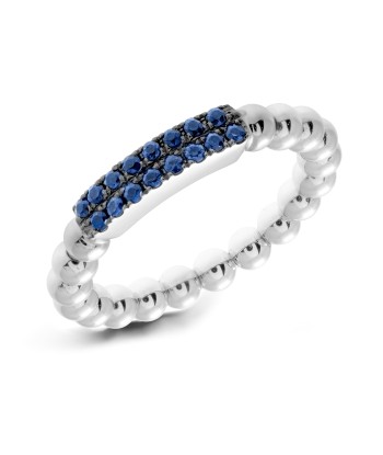 Hulchi Belluni Ring with Pave Sapphire Bar White Gold Stretch Stackable 20148BL-WS vente chaude votre 