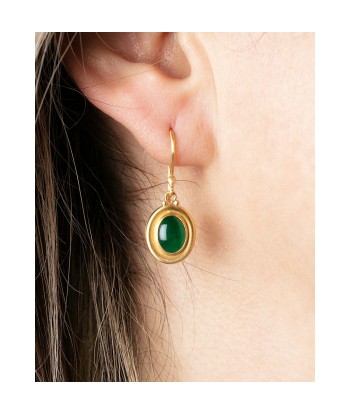 Pre-owned Lika Behar "Delphi" Oval Emerald Drop Earrings 22K Gold DEL22-E-104-GEM-6 brillant des détails fins