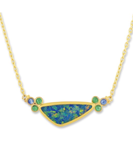 Lika Behar "Ocean" Freeform Opal & Emerald Necklace 24K Gold Amélioration de cerveau avec