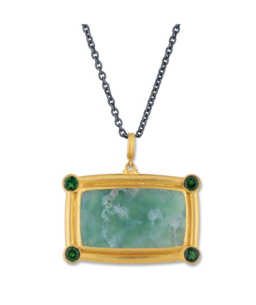 Pre-owned Lika Behar "My World" Necklace with Rectangle Aquaprase & Tsavorites 24K ouvre sa boutique