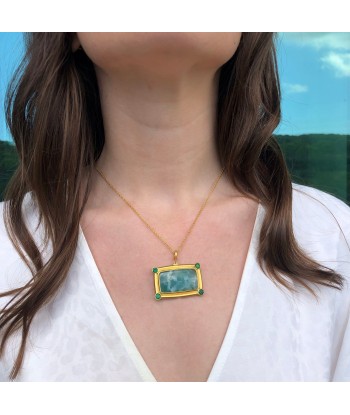 Pre-owned Lika Behar "My World" Necklace with Rectangle Aquaprase & Tsavorites 24K ouvre sa boutique