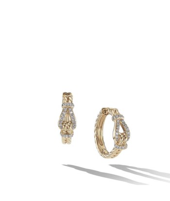 David Yurman Thoroughbred Loop Hoop Earrings in 18K Yellow Gold with Pave Diamonds Toutes les collections ici